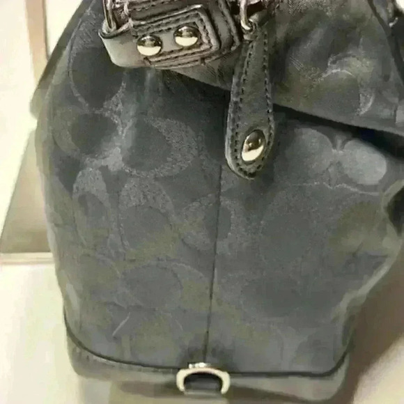 Coach Ashley F18777 Charcoal Gray Sateen Leather Signature Shoulder/Handbag - Picture 4 of 15